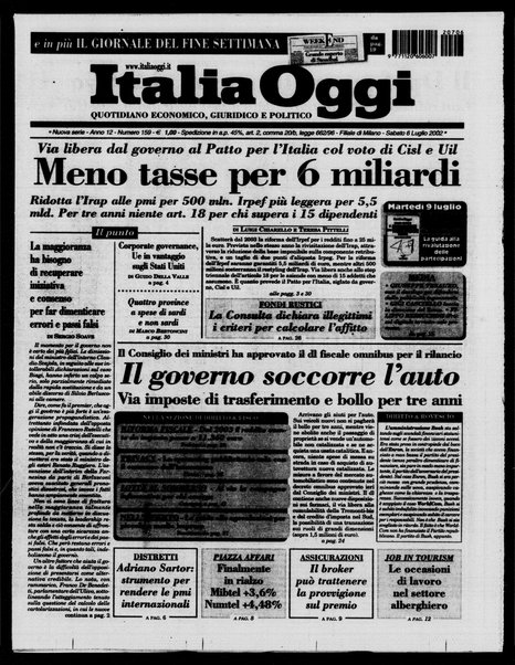 Italia oggi : quotidiano di economia finanza e politica